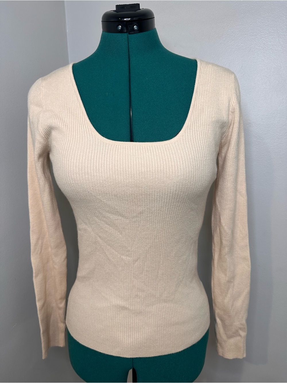 a new day Cream Ribbed Square Neck Sweater